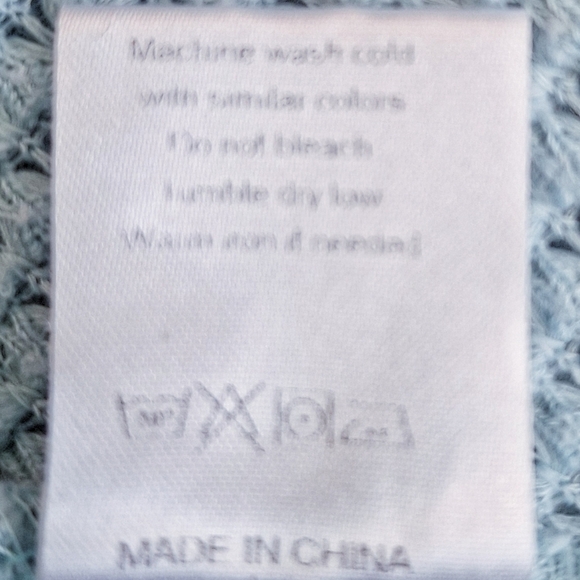 Waffle Knit V Neck Peplum Lake Blue XL Loose Casual - Picture 5 of 5